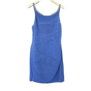 Calvin Klein Dress Sz 14 Royal Blue Textured Bodice Beaded Neckline Formal/Party